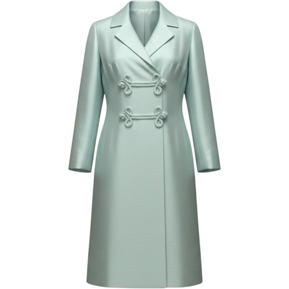 Kent Originals Ltd. Jackets & Blazers - Vintage Kent Originals Abigail Silk Shantung Frog Closure Coat Seafoam Green 10